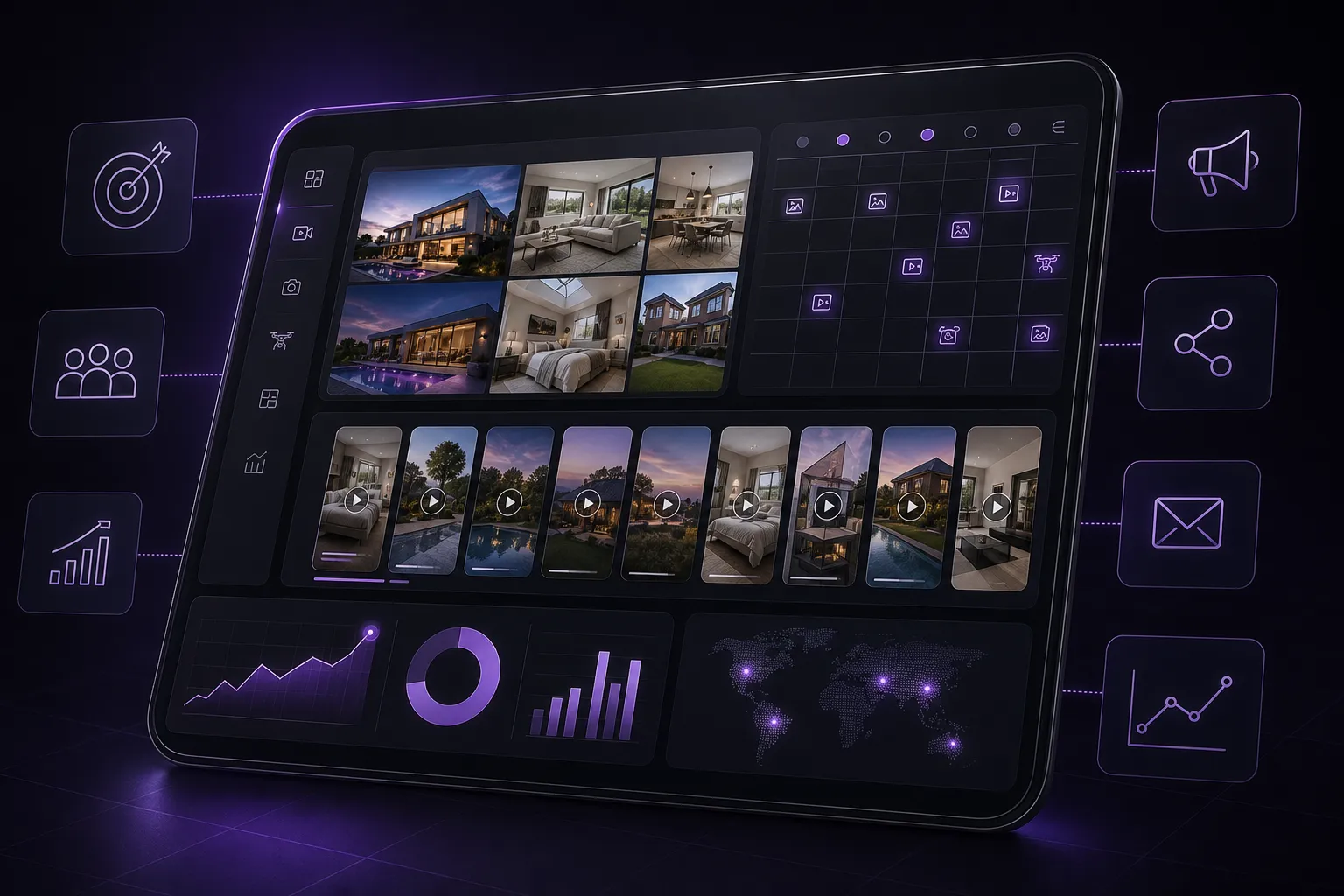 Property social media content planning and analytics dashboard